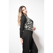 Ckm Moda Eyen Desenli Yelek Siyah