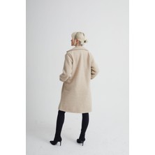 Ckm Moda Lenora Yüksek Kalite Kadın Oversize Kaşe Kaban  Ekru