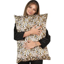 ICON SILK 'Sleep & Glow' %100 Saf Ipek Fermuarlı Yastık Kılıfı (Leopar Desenli)