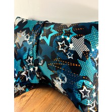 ICON SILK 'Sleep & Glow' %100 Saf Ipek Fermuarlı Yastık Kılıfı (Teal Stars)