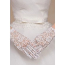 Marsilyan Beyaz Renk Kısa Dantelli Eldiven