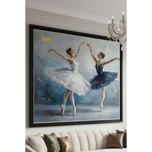Safir Design Yağlı Boya Dokulu Dans Eden Balerinler Çerçeveli Tablo