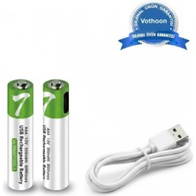 Epilons Type-C Şarjlı 800MWH 1.5V Şarj Edilebilir 2’li Aaa Ince Pil - Lityum Iyon Batarya