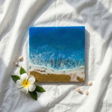 Akdeniz Esintili Epoksi Okyanus Duvar Tablosu – El Yapımı Reçine Sanatı (25X25 cm / 30X30 Cm)