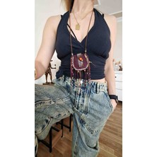 Otantik Deri Heybe Kolye