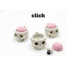 TriVox3D Kuru Kafa ve Beyin Şeklinde Klik Sesli Clicker Oyuncak Anahtarlık 3 ADET