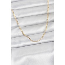 Butik cm 14K Gold Renk Yassı Zincir Model 60 cm Kadın Kolye