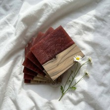 Ceviz & Kahverengi Bakır Epoksi Bardak Altlığı Seti 6’lı, El Yapımı Ceviz Ahşap, 12X12 Cm, Modern & Şık Tasarım