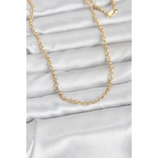 Butik cm 14K Gold Renk Halka Zincir Model 60 cm Kadın Kolye