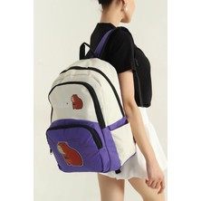 Clodi Mor Capybara Baskılı Sırt Çantası - Eğlenceli Okul ve Günlük Gezi Çantası - Sevimli Figürlü Çocuk ve Genç Çantası