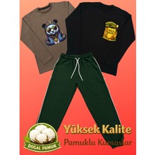 Pidal Giyim Avantajlı Üçlü Paket Sakin Tarz Pamuklu Uzun Kollu Erkek Çocuk Eşofman Takımı