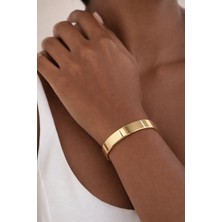 Sacce Scarves & Accessories 14K Gold Rodyum Kaplama Düz Bombe Minimal Gold Bilezik