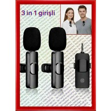 Techadres Yüksek Kalite Profesyonel 3 In 1 Kablosuz Taşınabilir Yaka Mikrofonu Youtube Facebook Tiktok