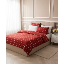 Harikabirev |çift Kişilik Nevresim Takımı Lastikli Pamuklu Çarşaf Nevresim Seti Kırmızı|çknt