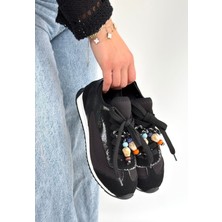 Erbilden Riaf Siyah Cilt Bağcıklı Spor Ayakkabı