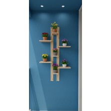 Evdekka Dekoratif Ahşap Duvar Rafı - 120X50 cm Çok Amaçlı Saksılık ve Çiçeklik Standı - Çift Taraflı Bantlı