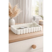 Ceatly Minimal Plastik Beyaz Dekoratif Banyo Tepsisi – Sabunluk & Lavabo Düzenleyici Organizer