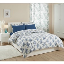 Harikabirev |çift Kişilik Nevresim Takımı Lastikli Pamuklu Çarşaf Nevresim Seti Mavi|çknt