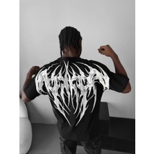 Sırtı Tribal Baskılı Oversize T-Shirt
