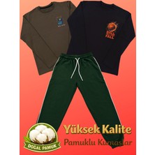 Pidal Giyim Avantajlı Üçlü Paket Eğlence Temalı Pamuklu Uzun Kollu Erkek Çocuk Eşofman Takımı