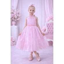 Treemass Kız Çocuk Inci Detaylı Tül Abiye Elbise