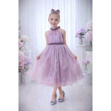 Treemass Kız Çocuk Inci Detaylı Tül Abiye Elbise