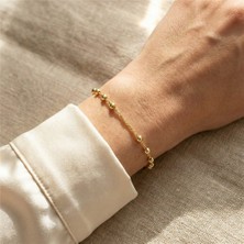 Zeino Kalp Detaylı Dorikalı Bileklik - 14K Altın Rengi Kaplama, 17+3 cm