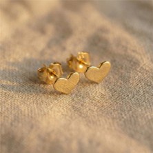 Zeino Kalp Şekilli Küpe - 14K Altın Kaplama - 5mm