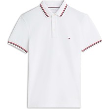 Tommy Hilfiger Erkek Beyaz Tommy Hilfiger Tıpped Slım Fıt Polo, Ybr Beyaz Erkek T-Shirt & Polo