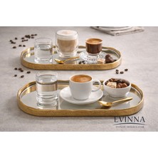 Evinna Oval Aynalı Sunumluk Altın Ikramlık Kahve ve Çay Sunum 1 Adet