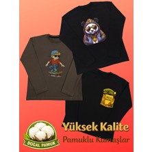 Pidal Giyim Avantajlı Üçlü Paket Renkli Pamuklu Uzun Kollu Erkek Çocuk Sweatshirt