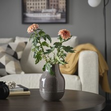 IKEA Seramik Vazo Koyu Gri 21 cm