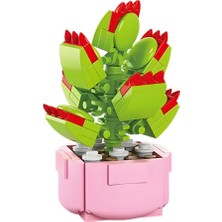 Sukulent Cotyledon Tomentosa Saksı Çiçek Dekor 76PARÇA Bricks Yapı Blok 3 Boyutlu Puzzle Oyuncak Hediyelik