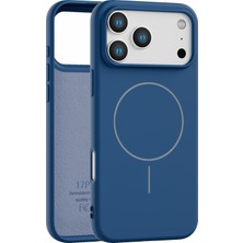 Vissona iPhone 17 Pro Max Uyumlu İçi Kadife Magsafe Wireless Şarj Özellikli Lacivert Renkli Telefon Kılıfı