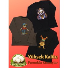 Pidal Giyim Avantajlı Üçlü Paket Enerjik Pamuklu Uzun Kollu Erkek Çocuk Sweatshirt