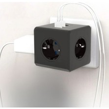 Emt Pazarlama® Isıya Dayanıklı Termal Akım Korumalı ve Çocuk Korumalı 3 Priz Girişli 3 USB Girişli Küp Priz