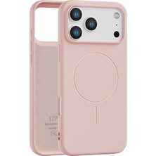 Vissona iPhone 17 Pro Max Uyumlu İçi Kadife Magsafe Wireless Şarj Özellikli Pembe Renkli Telefon Kılıfı