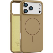 Vissona iPhone 17 Pro Uyumlu İçi Kadife Magsafe Wireless Şarj Özellikli Camel Renkli Telefon Kılıfı
