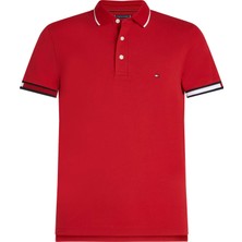 Tommy Hilfiger Erkek Kırmızı Tommy Hilfiger Flag Cuff Slım Fıt P, Xld Kırmızı Erkek T-Shirt & Polo