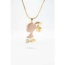 Stella Fortis Barbie Figürlü Taşlı Kadın Kolye - Kristal Süslemeli | 316L Paslanmaz Çelik