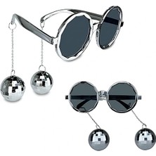 Kuzgun Ticaret Disko Toplu Küpeli Parti Gözlüğü Gümüş Renk