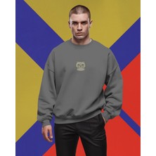 Muhtar Store Erkek Scottish Fold Kedisi Desenli Sweatshirt – Minimal Göğüs Baskılı, Unisex Rahat Kalıp