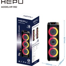 Hepu HP-982 Partybox Bluetooth Hoparlör – 3×8” Hoparlör, 30W Güç, Rgb Işık, Tws Destekli
