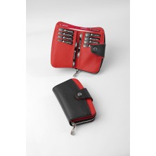 Cengiz Pakel Daily Kadın Orta Boy Cüzdan - 65311 - Siyah/kırmızı