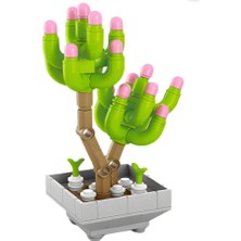 Sukulent Sedum Pachyphyllum Saksı Çiçek Dekor 103PARÇA Bricks Yapı Blok 3 Boyutlu Puzzle Oyuncak