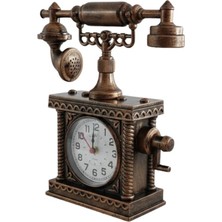 WİderMarkt Vintage Telefon Tasarımlı Masaüstü Çalar Saat – Antik Bakır Retro Dekoratif Analog Saat