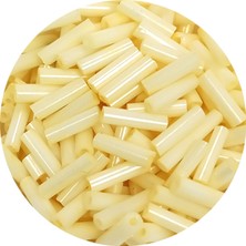 Kuzgun Ticaret Uzun Boru Kesme Boncuk Çap 2mm Uzunluk 10 mm - 60 Gram - Krem - BNC273