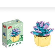 Sukulent Echeveria Cante Saksı Çiçek Dekor 78 Parça Bricks Yapı Blok 3 Boyutlu Puzzle Oyuncak Hediyelik