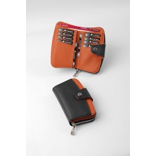 Cengiz Pakel Daily Kadın Orta Boy Cüzdan - 65311 - Siyah/kiremit