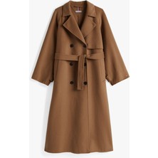 Tommy Hilfiger Kadın Kahverengi Tommy Hilfiger Oversızed Df Wool Bl, Gwe Kahverengi Kadın Mont